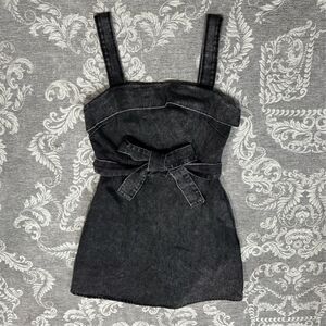 Sadie & Sage Women's Black Denim Mini Dress Tie Straps Size S